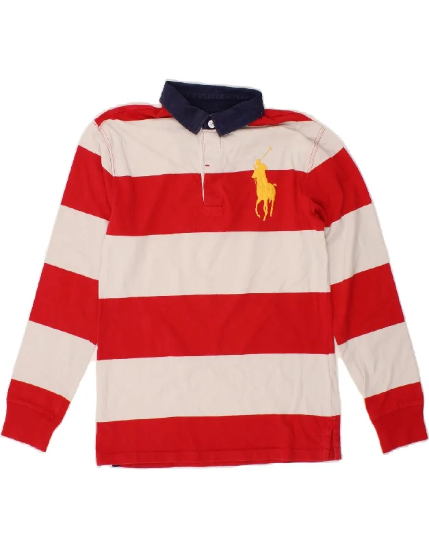 POLO RALPH LAUREN Boys Long Sleeve Rugby Polo Shirt 14-15 Years Large Red