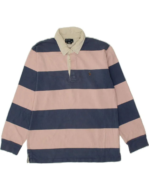 POLO RALPH LAUREN Boys Long Sleeve Rugby Polo Shirt 15-16 Years Large Pink