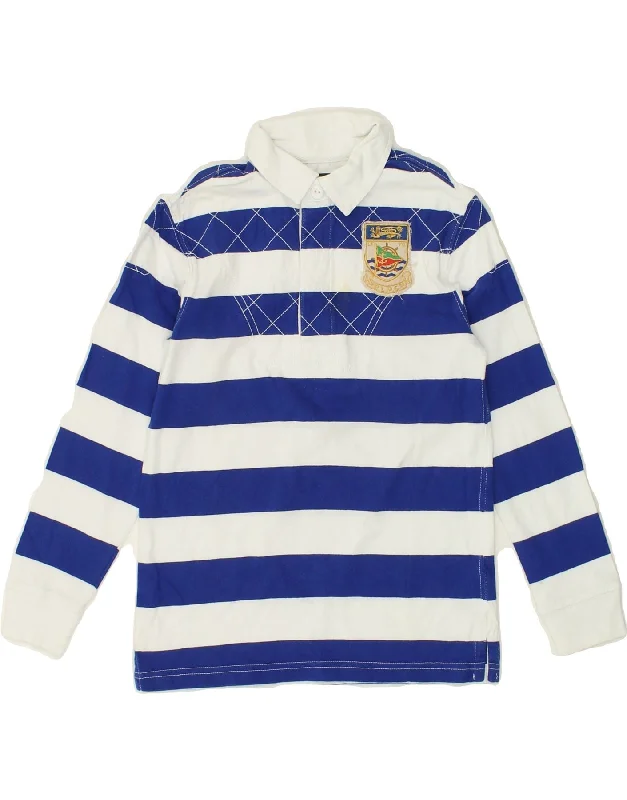 POLO RALPH LAUREN Boys Long Sleeve Rugby Polo Shirt 6-7 Years Blue Striped