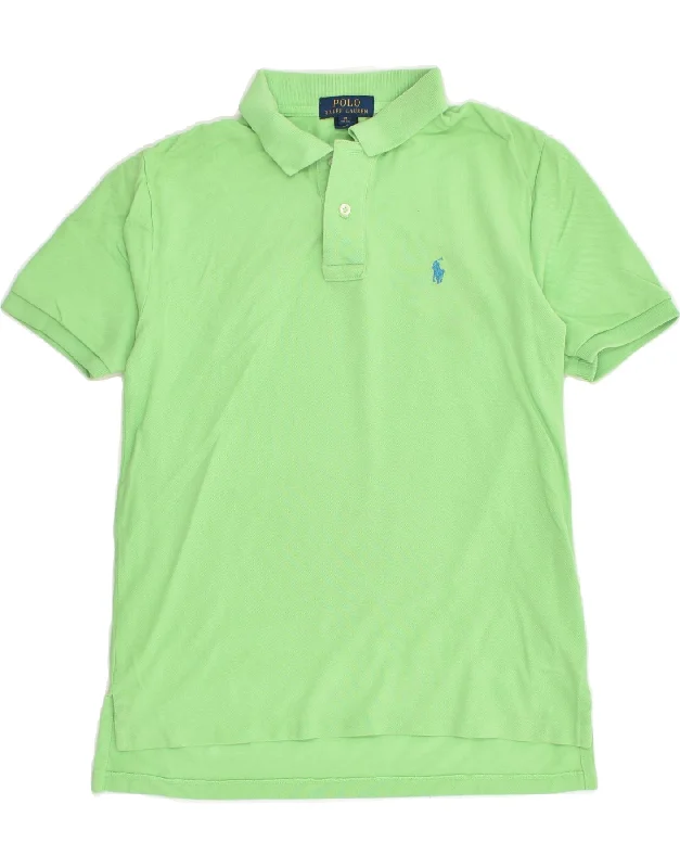 POLO RALPH LAUREN Boys Polo Shirt 10-11 Years Medium Green Cotton