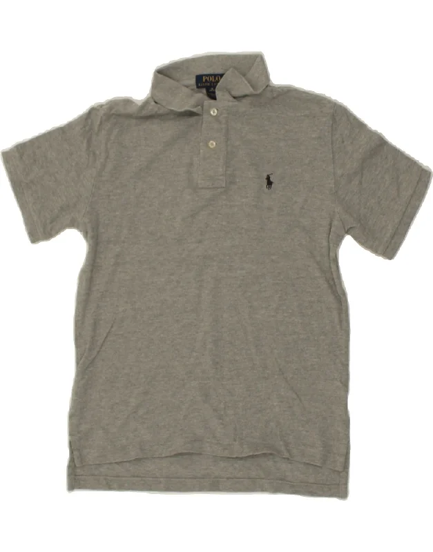 POLO RALPH LAUREN Boys Polo Shirt 10-11 Years Medium Grey Cotton