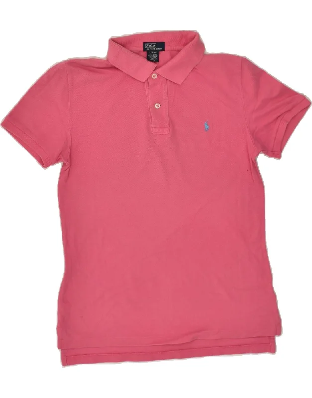 POLO RALPH LAUREN Boys Polo Shirt 14-15 Years Large Pink Cotton