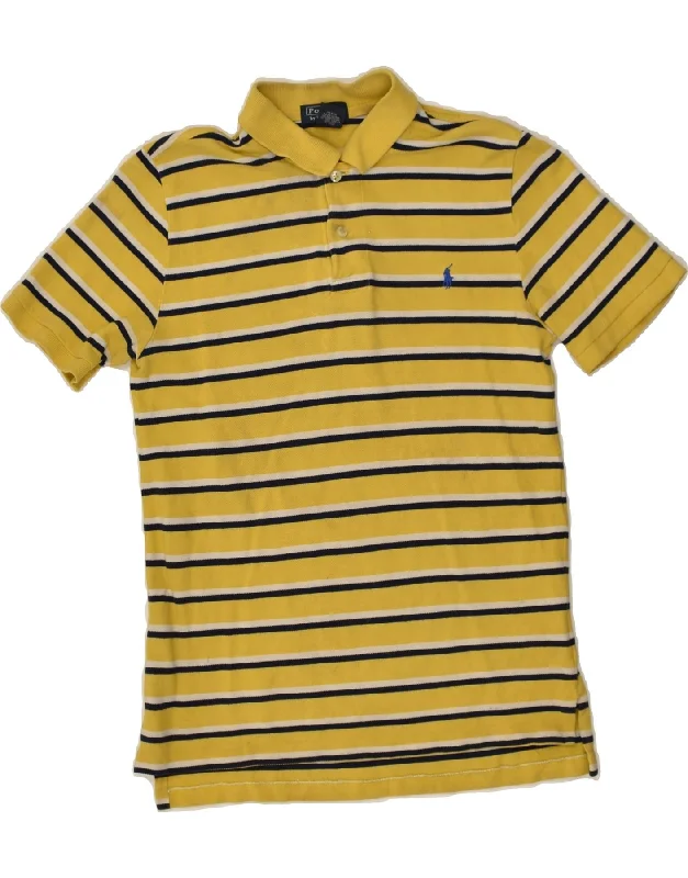 POLO RALPH LAUREN Boys Polo Shirt 14-15 Years Large Yellow Striped Cotton