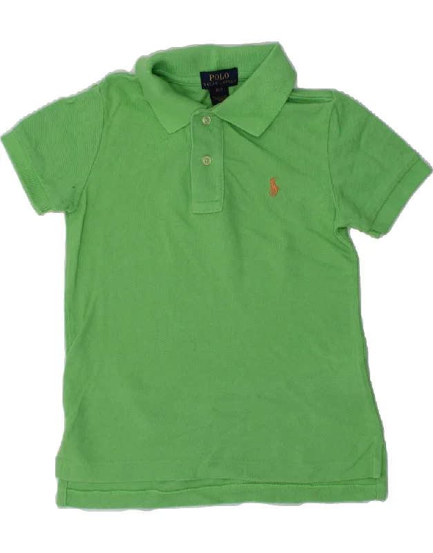 POLO RALPH LAUREN Boys Polo Shirt 2-3 Years Green Cotton