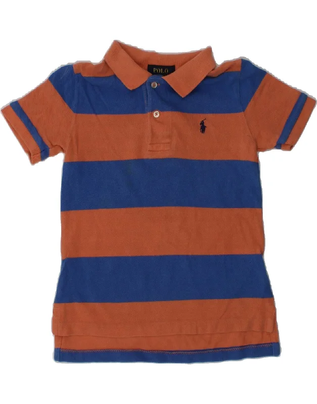 POLO RALPH LAUREN Boys Polo Shirt 2-3 Years Orange Striped Cotton