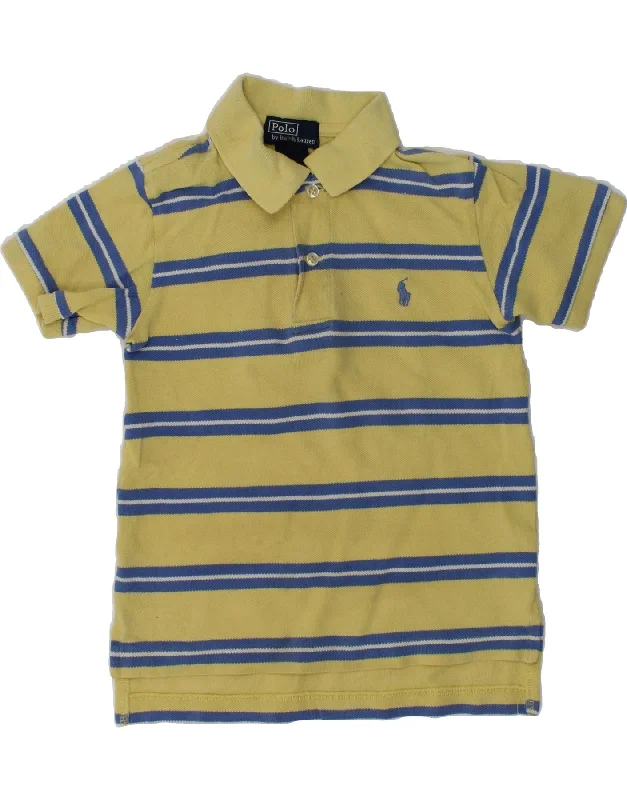 POLO RALPH LAUREN Boys Polo Shirt 2-3 Years Yellow Striped Cotton