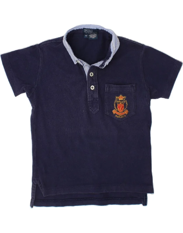 POLO RALPH LAUREN Boys Polo Shirt 3-4 Years Navy Blue Cotton