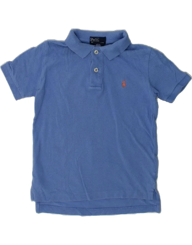 POLO RALPH LAUREN Boys Polo Shirt 4-5 Years Blue Cotton