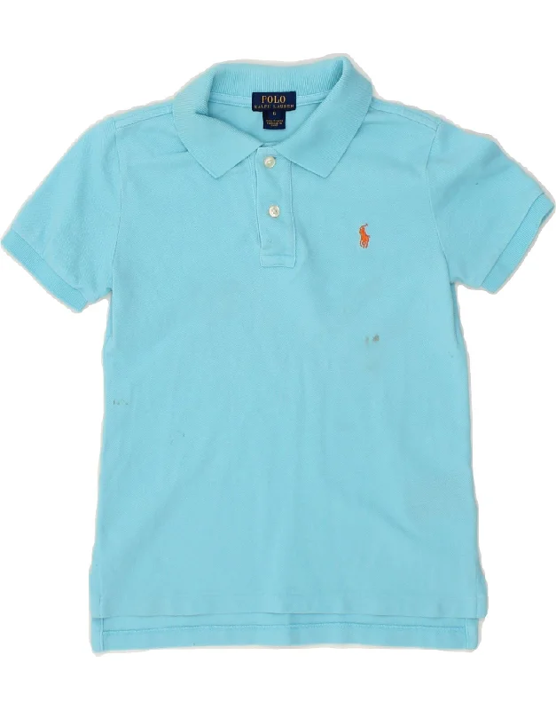 POLO RALPH LAUREN Boys Polo Shirt 5-6 Years Blue Cotton