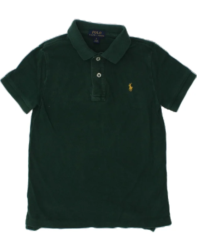 POLO RALPH LAUREN Boys Polo Shirt 5-6 Years Green Cotton