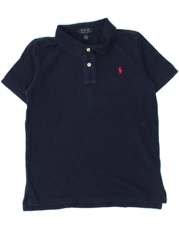 POLO RALPH LAUREN Boys Polo Shirt 6-7 Years Navy Blue Cotton