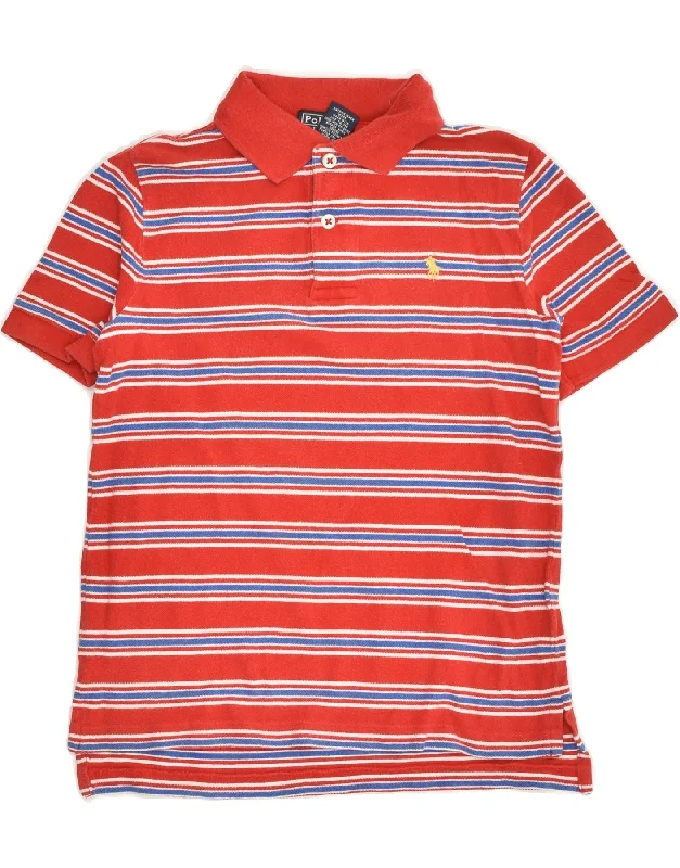 POLO RALPH LAUREN Boys Polo Shirt 6-7 Years Red Striped Cotton