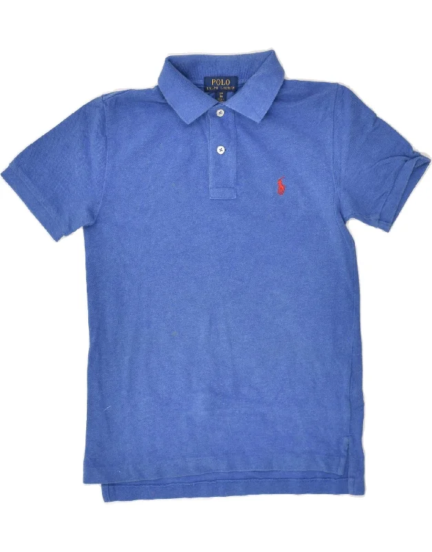 POLO RALPH LAUREN Boys Polo Shirt 7-8 Years Small  Blue Cotton