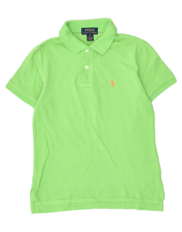 POLO RALPH LAUREN Boys Polo Shirt 7-8 Years Small  Green Cotton