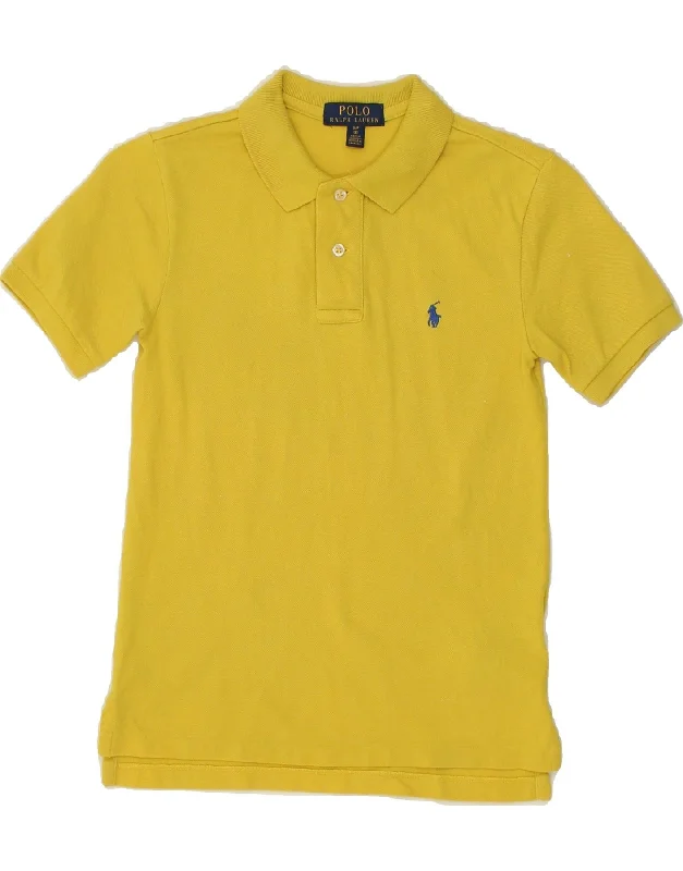 POLO RALPH LAUREN Boys Polo Shirt 7-8 Years Small Yellow Cotton