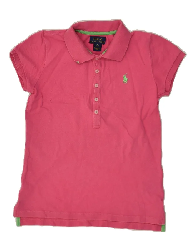 POLO RALPH LAUREN Boys Polo Shirt 8-9 Years Medium Pink Cotton