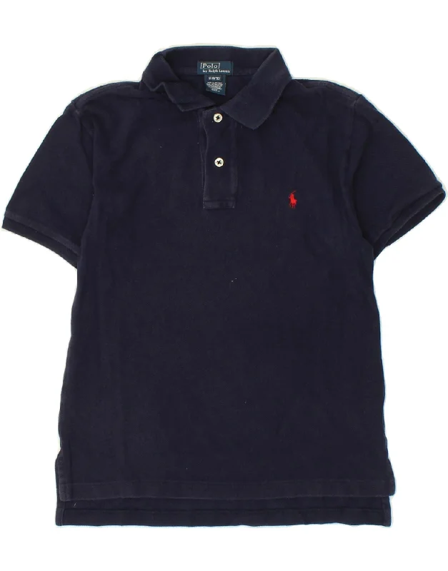 POLO RALPH LAUREN Boys Polo Shirt 8-9 Years Small Navy Blue Cotton