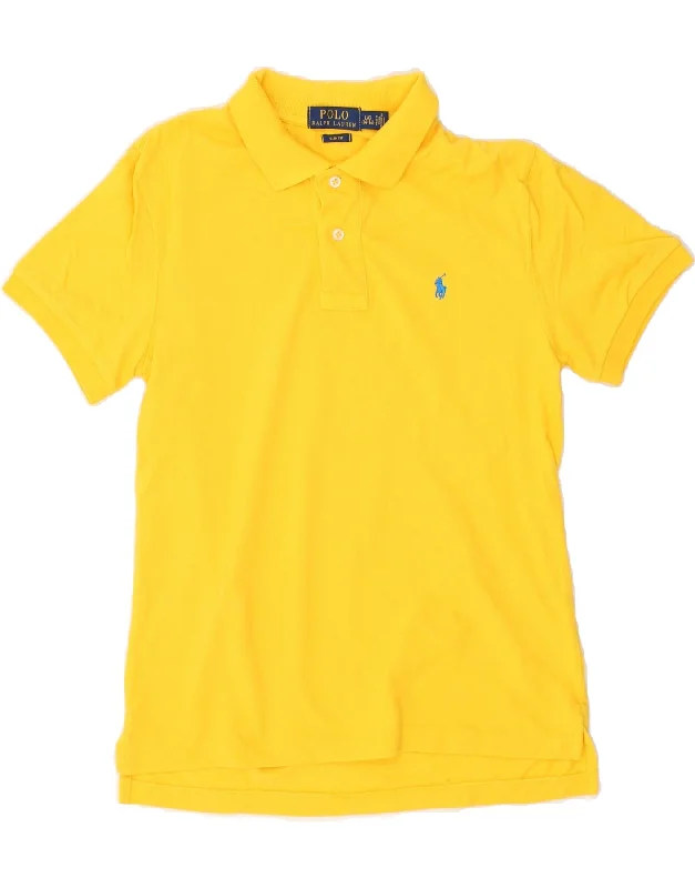 POLO RALPH LAUREN Boys Slim Fit Polo Shirt 14-15 Years Large Yellow Cotton