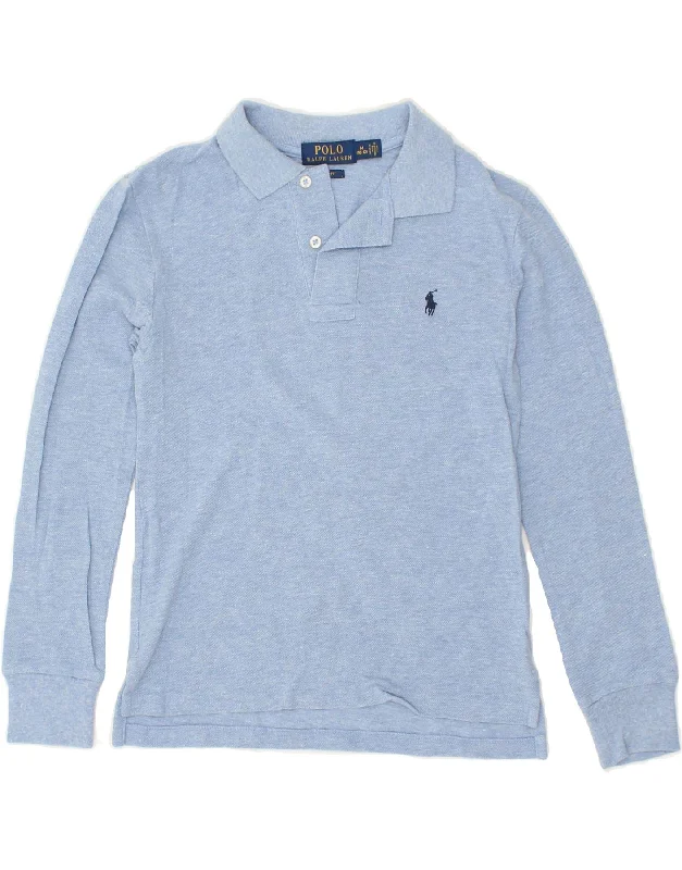 POLO RALPH LAUREN Boys Slim Long Sleeve Polo Shirt 10-11 Years Medium Blue