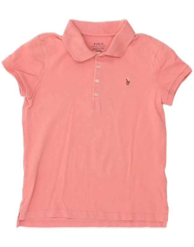 POLO RALPH LAUREN Girls Polo Shirt 12-13 Years Large  Pink Cotton