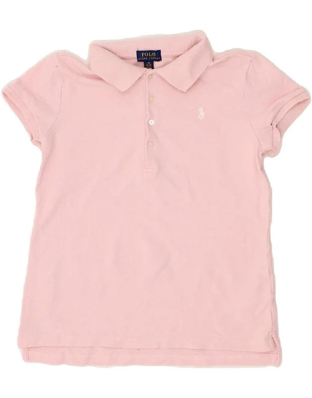 POLO RALPH LAUREN Girls Polo Shirt 12-13 Years Large Pink Cotton