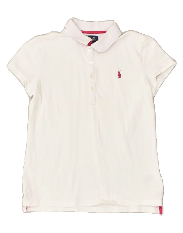 POLO RALPH LAUREN Girls Polo Shirt 15-16 Years XL  White Cotton