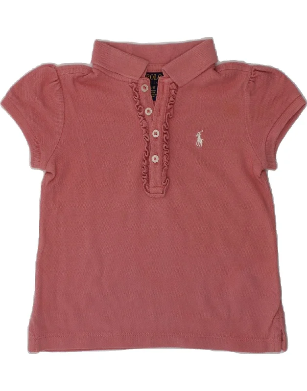 POLO RALPH LAUREN Girls Polo Shirt 3-4 Years Pink Cotton