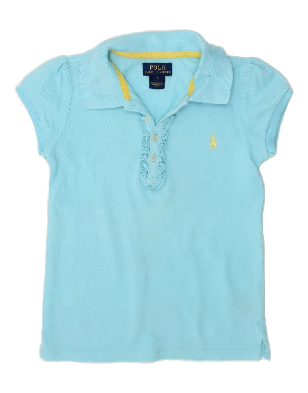 POLO RALPH LAUREN Girls Polo Shirt 5-6 Years Blue Cotton