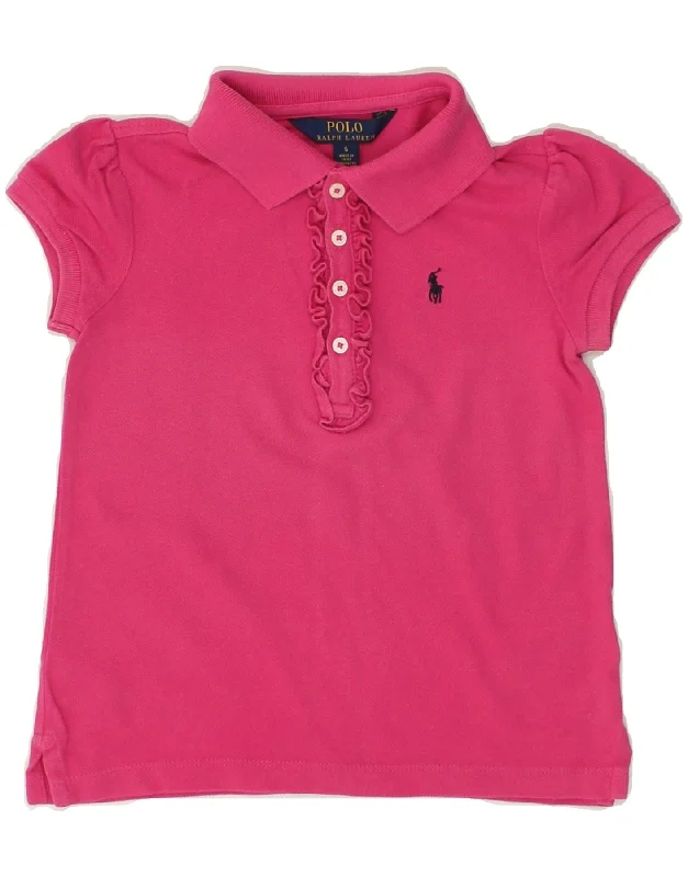 POLO RALPH LAUREN Girls Polo Shirt 5-6 Years Pink Cotton