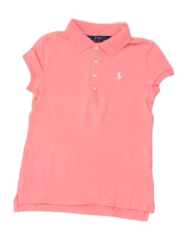 POLO RALPH LAUREN Girls Polo Shirt 8-9 Years Medium  Pink Cotton