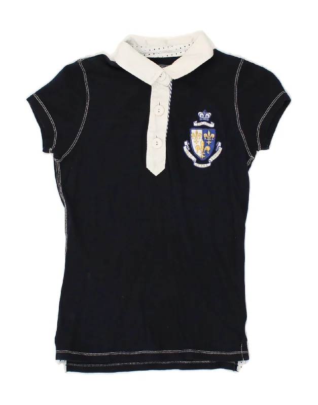 POLO RALPH LAUREN Girls Polo Shirt 8-9 Years Small Navy Blue Cotton