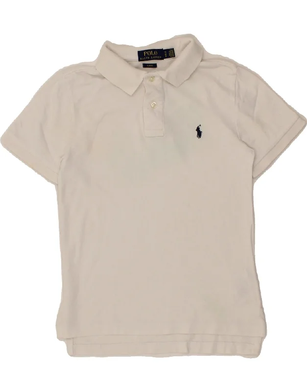 POLO RALPH LAUREN Girls Slim Fit Polo Shirt 10-11 Years White Cotton