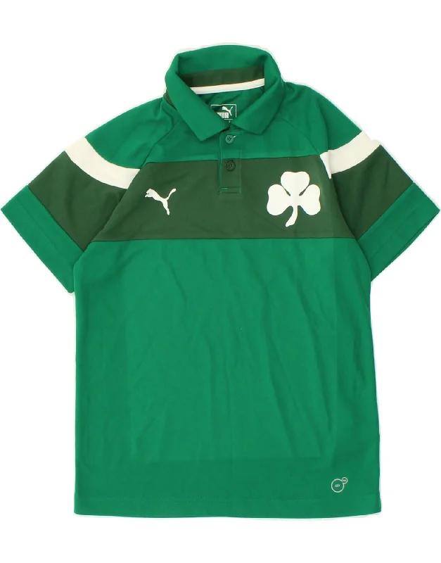 PUMA Boys Graphic Polo Shirt 11-12 Years Green Polyester