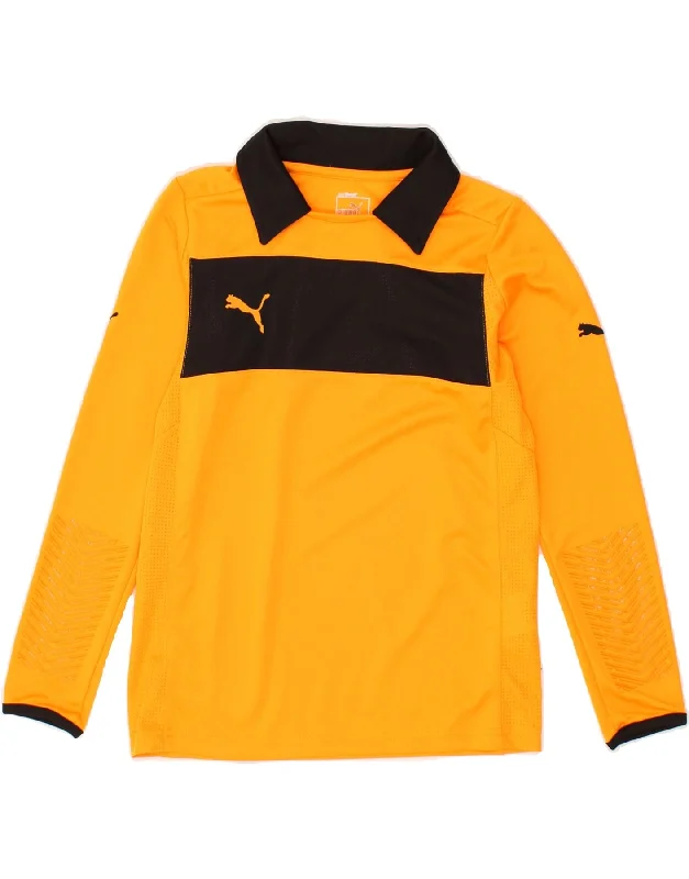 PUMA Boys Long Sleeve Polo Shirt 9-10 Years Yellow Polyester