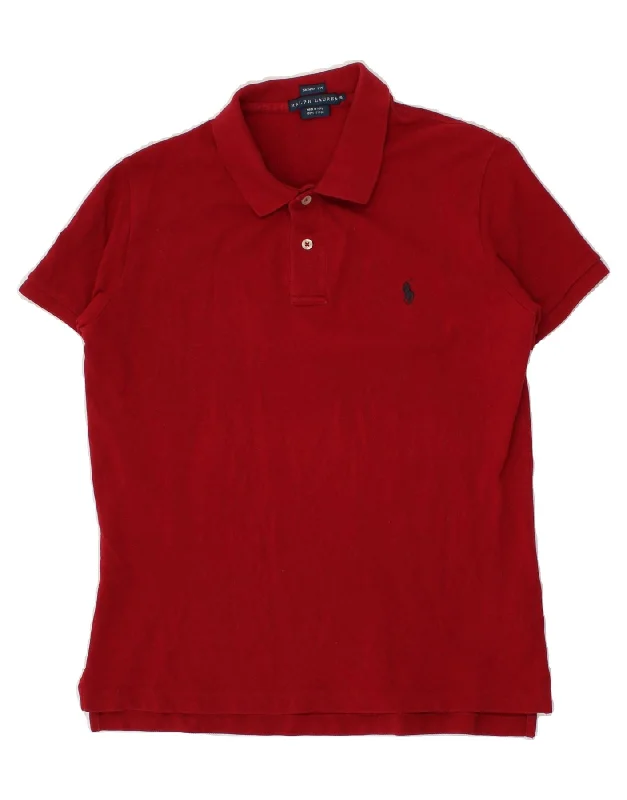 RALPH LAUREN Boys Skinny Polo Shirt 14-15 Years XL Red Cotton