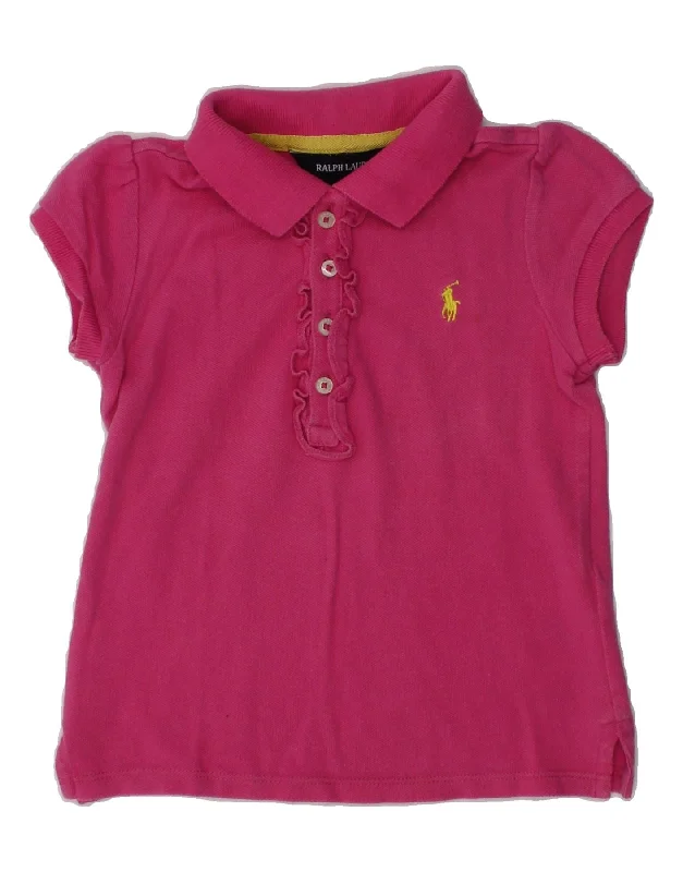 RALPH LAUREN Girls Polo Shirt 2-3 Years Pink Cotton