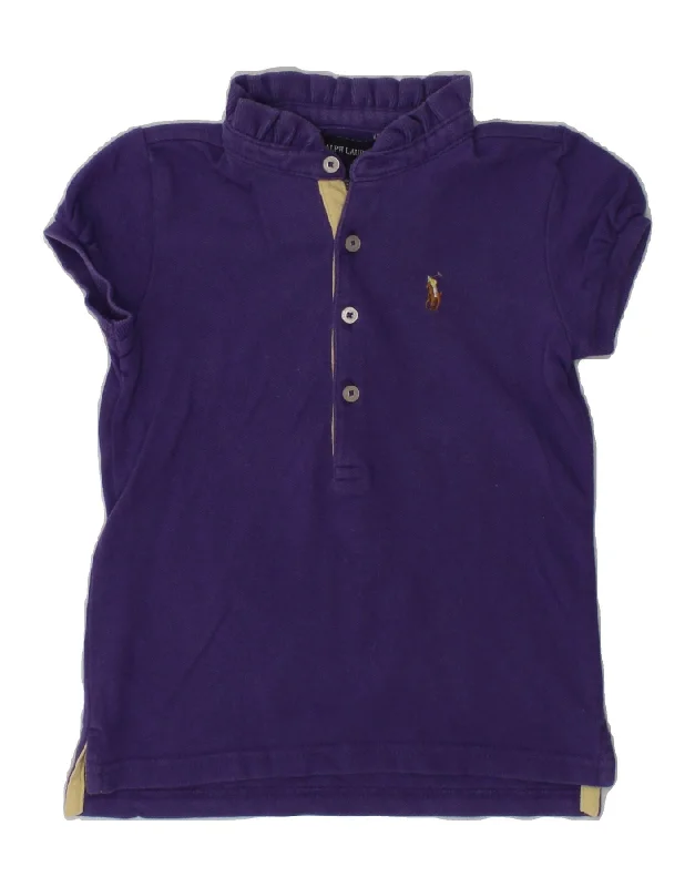 RALPH LAUREN Girls Polo Shirt 2-3 Years Purple Cotton