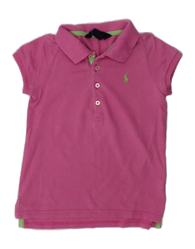 RALPH LAUREN Girls Polo Shirt 3-4 Years Pink Cotton