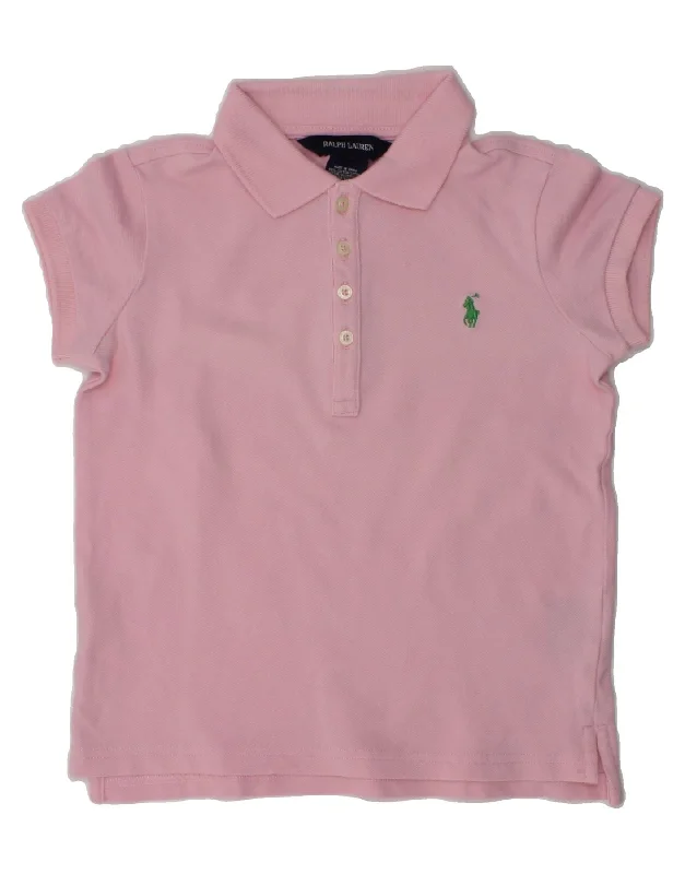 RALPH LAUREN Girls Polo Shirt 5-6 Years Pink Cotton