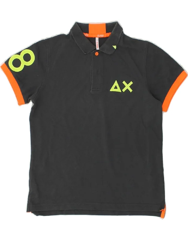 SUN68 Boys Graphic Polo Shirt 7-8 Years Black Cotton