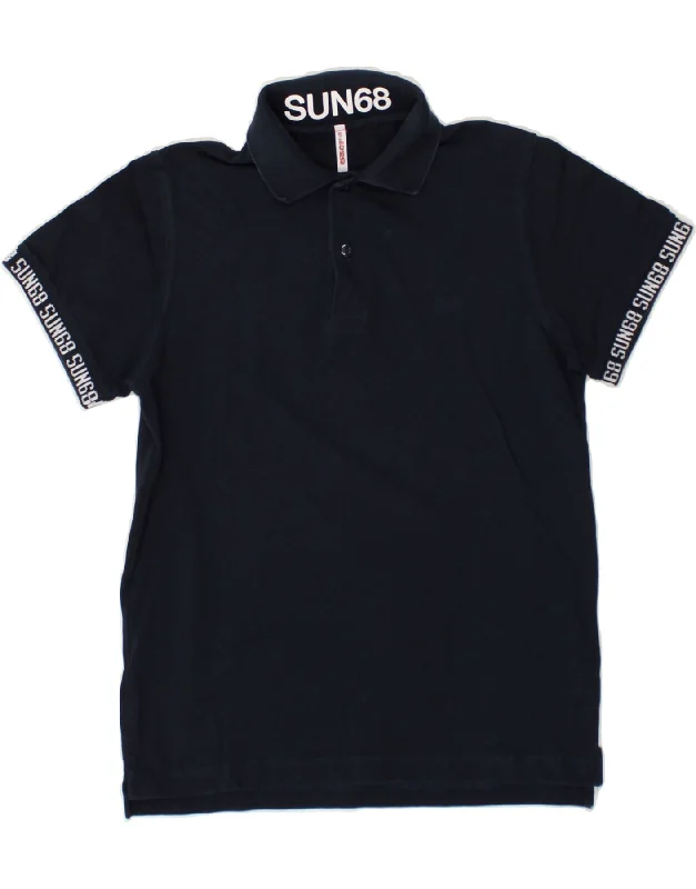 SUN68 Boys Graphic Polo Shirt 9-10 Years Navy Blue Cotton