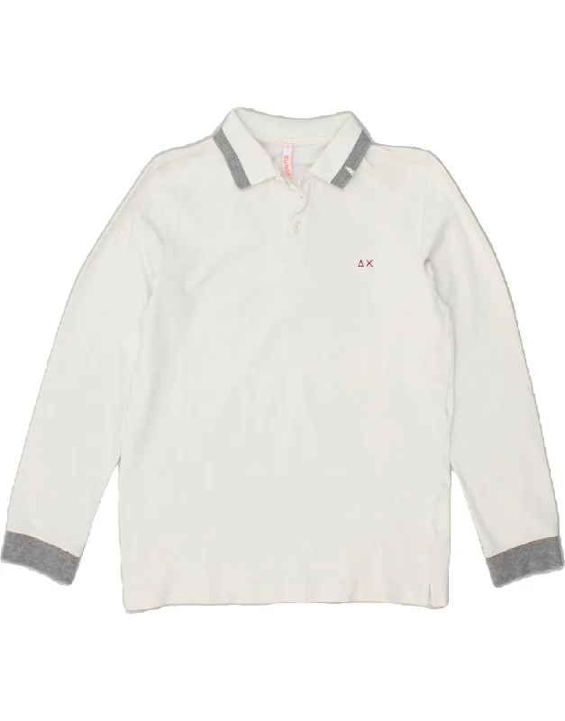 SUN68 Boys Long Sleeve Polo Shirt 11-12 Years White Cotton