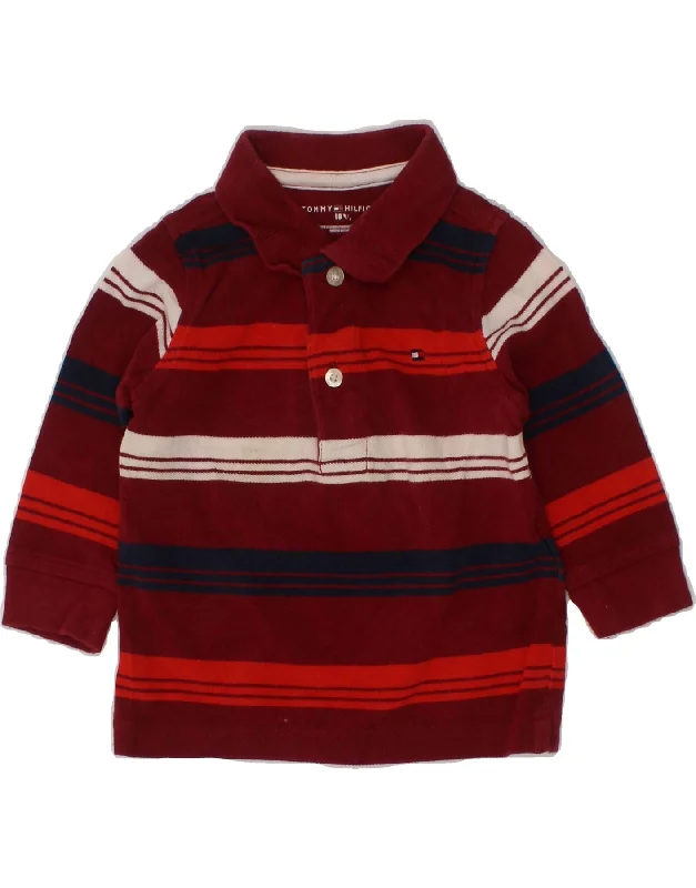 TOMMY HILFIGER Baby Boys Long Sleeve Polo Shirt 12-18 Months Maroon