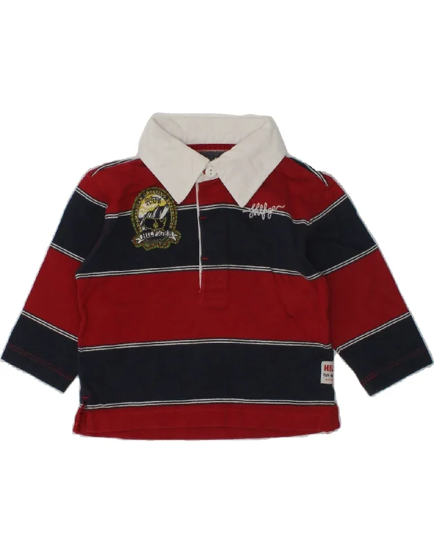 TOMMY HILFIGER Baby Boys Long Sleeve Rugby Polo Shirt 3-6 Months Red