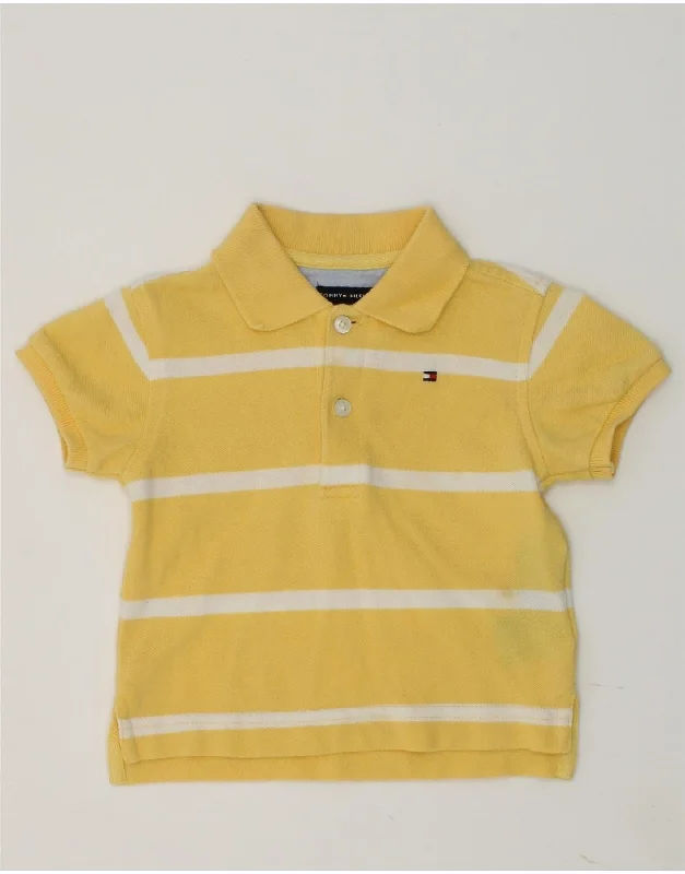 TOMMY HILFIGER Baby Boys Polo Shirt 3-6 Months Yellow Striped Cotton