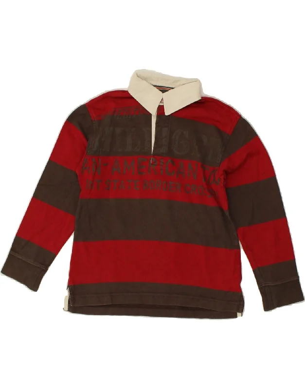 TOMMY HILFIGER Boys Graphic Long Sleeve Polo Shirt 7-8 Years Red