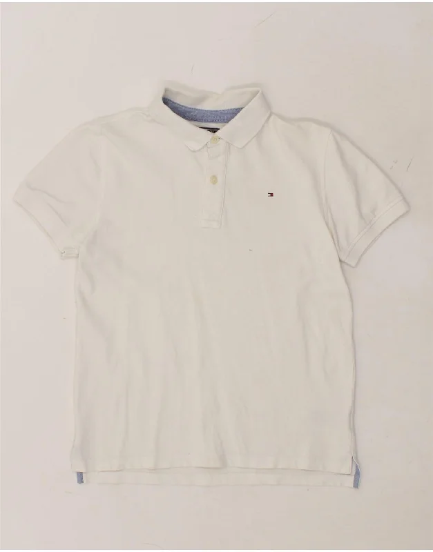 TOMMY HILFIGER Boys Polo Shirt 13-14 Years White Cotton