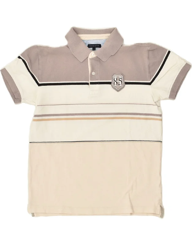 TOMMY HILFIGER Boys Polo Shirt 15-16 Years Grey Colourblock Cotton