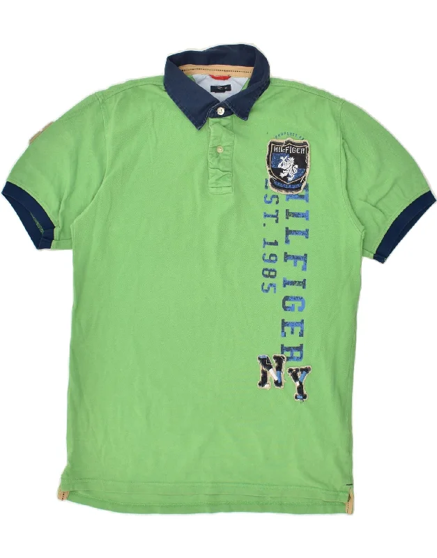 TOMMY HILFIGER Boys Polo Shirt 15-16 Years XL Green Cotton