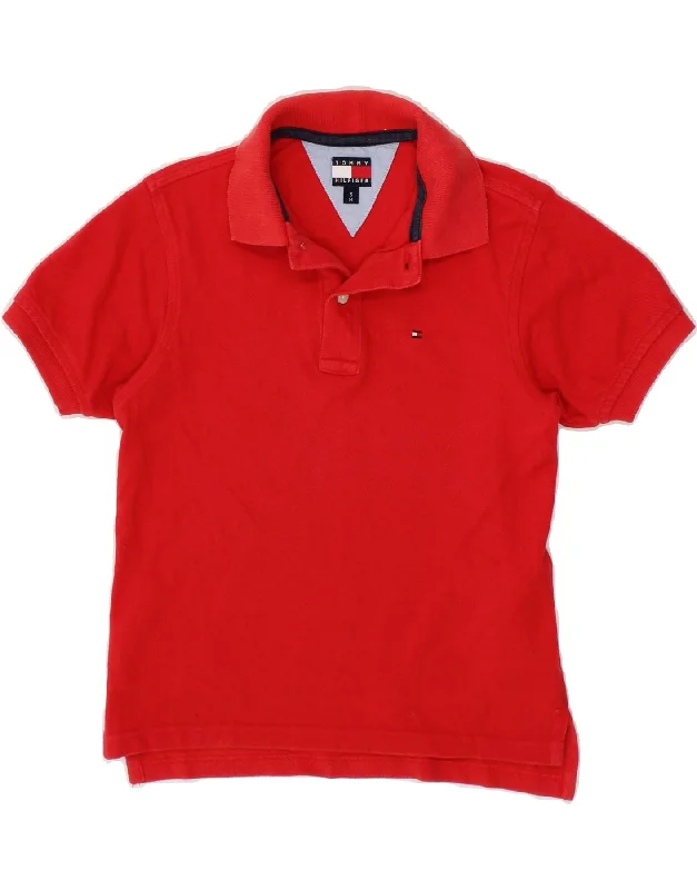 TOMMY HILFIGER Boys Polo Shirt 4-5 Years Medium Red Cotton